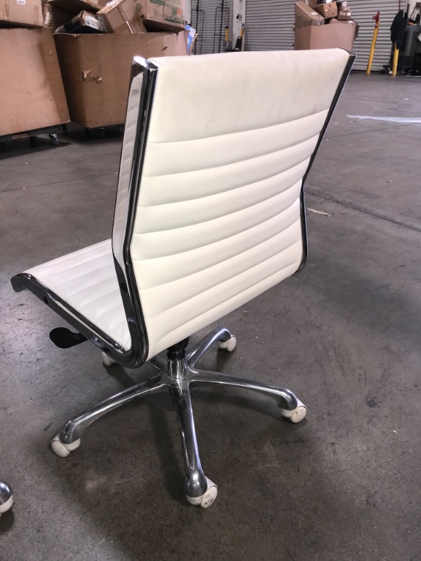 Photo 2 of Set of 2 Classic Armless White Swivel Office Chair
