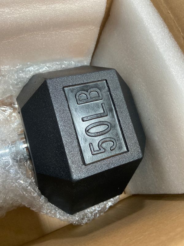 Photo 3 of 50LB Amazon Basics Rubber Encased Hex Dumbbell Hand Weight
