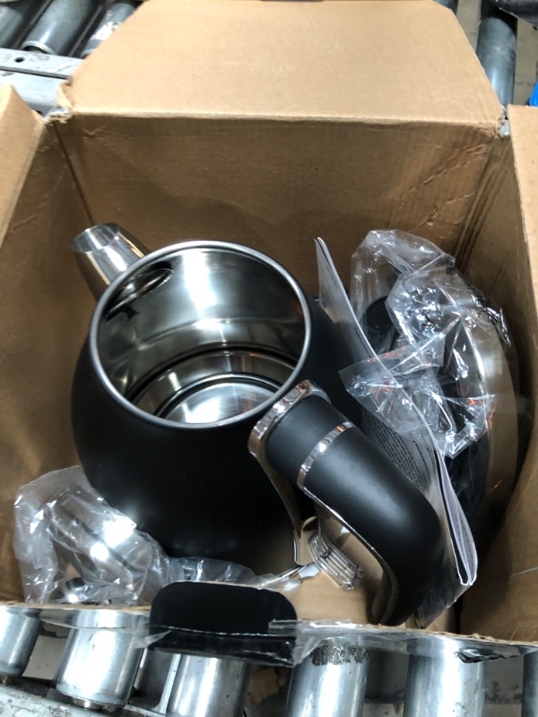 Photo 1 of Ovente Electric Stainless Steel Hot Water Kettle 1.7 Liter Victoria Collection, 1500 Watt Power Tea Maker Boiler with Auto Shut-Off Boil Dry Protection Removable Filter and Water Gauge, Black KS777B Black Matte 1.7L Victoria