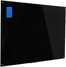 Photo 1 of DexBoard Magnetic Black Glass Board with Eraser Frameless Tempered Glass Dry Erase Blackboard with Marker Tray for Interactive Office, Wall Mounted Frosted Black Glass Board, 48" x 36"
