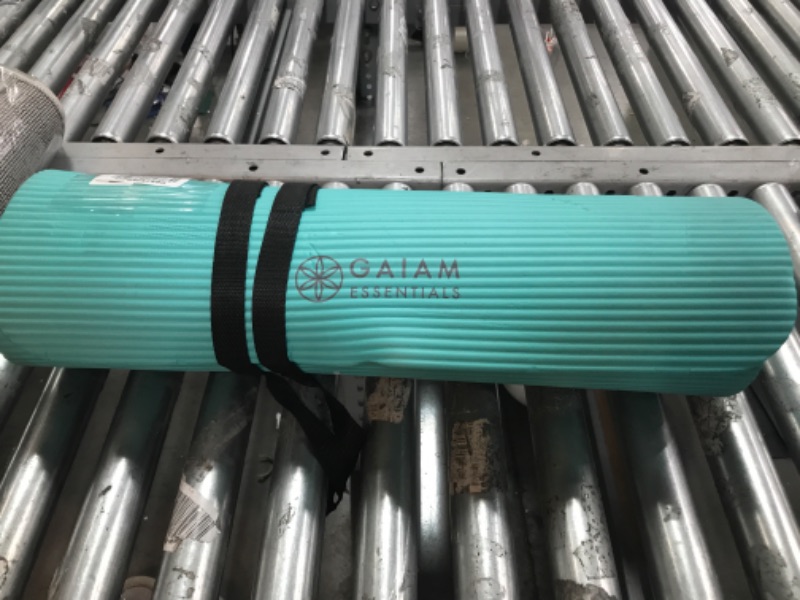 Photo 2 of Gaiam Essentials Thick Yoga Mat Fitness & Exercise Mat with Easy-Cinch Yoga Mat Carrier Strap, 72"L x 24"W x 2/5 Inch Thick
