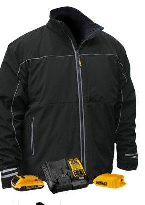 Photo 1 of LARGE******DeWalt DCHJ072D1 Dewalt Heated Jacket Black Soft Shell Kitted