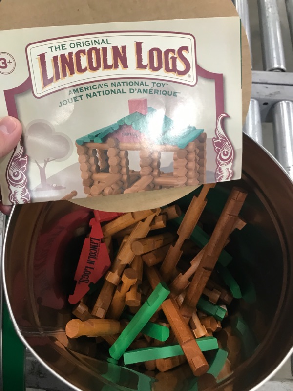 Photo 3 of Lincoln Logs – 100th Anniversary Tin, 111 Pieces, Real Wood Logs - Ages 3+ - Best Retro Building Gift Set For Boys/Girls - Creative Construction Engineering - Preschool Education Toy