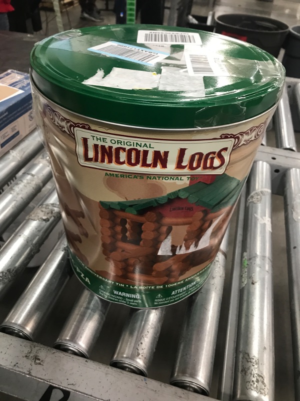 Photo 2 of Lincoln Logs – 100th Anniversary Tin, 111 Pieces, Real Wood Logs - Ages 3+ - Best Retro Building Gift Set For Boys/Girls - Creative Construction Engineering - Preschool Education Toy