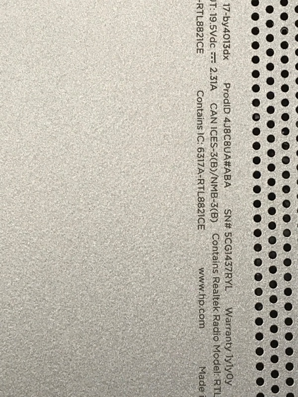 Photo 6 of **see notes**HP - 17.3' Laptop - Intel Core I3 - 8GB Memory - 256GB SSD - Natural Silver Notebook 17-by4013dx
