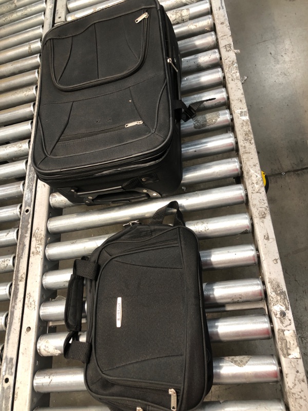 Photo 2 of **UNIT DAMAGED** Rockland Fashion Softside Upright Luggage Set, Black, 2-Piece (14/19)
