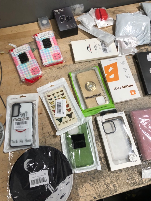 Photo 1 of 23 Pack Assorted IPhone and Samsung Accessories Bundle; Cases, Watch Bands, Car Acceesories and Computer Items  