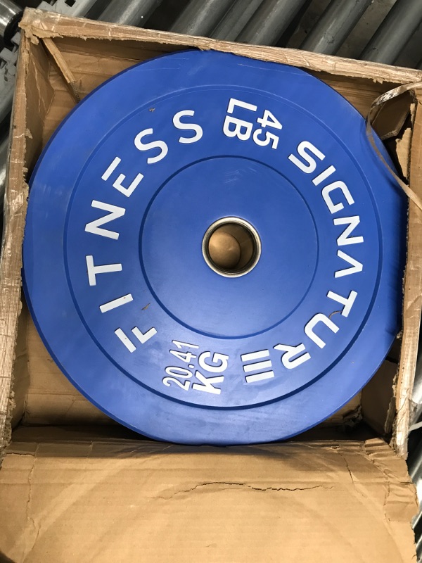 Photo 1 of BalanceFrom Everyday Essentials Color Coded Olympic Bumper Plate Weight Plate with Steel Hub. NOT A PAIR only has 1 plate
