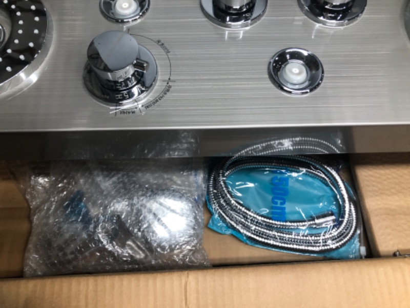 Photo 1 of **SHOWER HEAD MISSING**
FUZ Brushed Nickel Shower Panel Tower System,LED Rainfall Waterfall Shower Head+Hand Shower +Massage Jets+Tub Spout Multi-Function Shower System Brushed Nickel-B