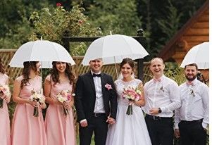 Photo 1 of 12 Pcs White Wedding Bubble Umbrellas Bulk Wedding Style Stick Umbrellas Clear Bubble Umbrella with J Hook Handle Auto Open Windproof Stick Umbrellas for Wedding Bridal Parties
