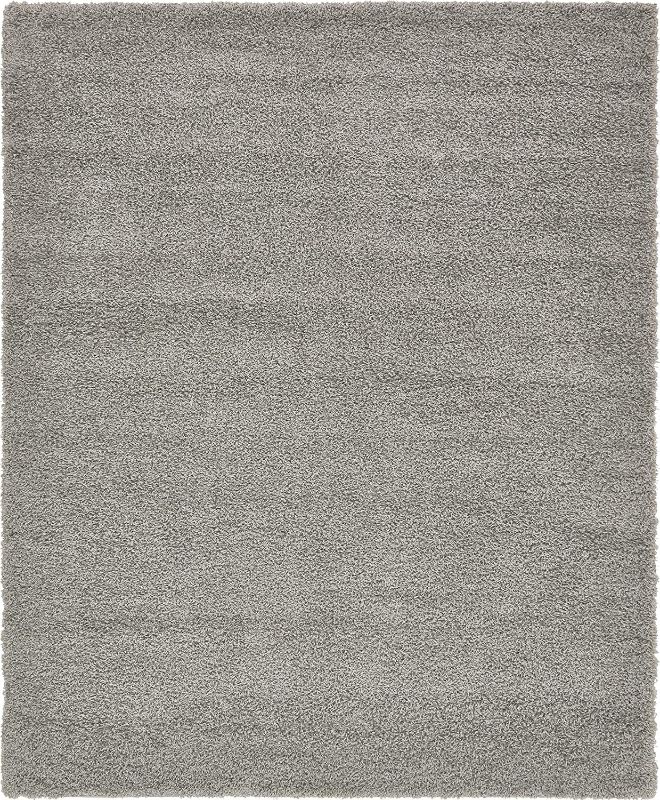 Photo 1 of  Über Cozy Solid Shag Collection Rug – 8' x 10' Cloud Gray Shag Rug Perfect for Living Rooms