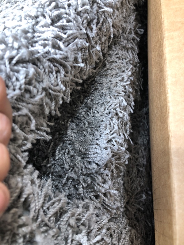 Photo 4 of  Über Cozy Solid Shag Collection Rug – 8' x 10' Cloud Gray Shag Rug Perfect for Living Rooms