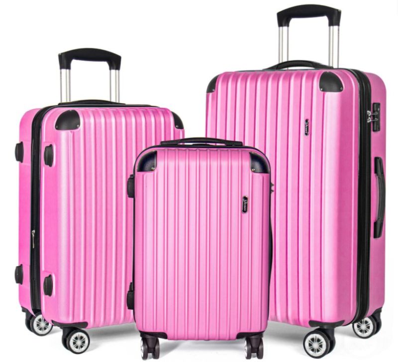 Photo 1 of 3PC Set 20" 24" 28" Luggage Suitcase Spinner Hardshell Lightweight TSA Lock Pink
