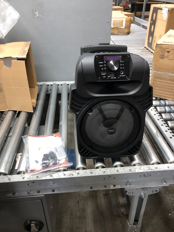 Photo 2 of 400W Portable Bluetooth PA Loudspeaker - 8” Subwoofer System, 4 Ohm/55-20kHz, USB/MP3/FM Radio/ ¼ Mic Inputs, Multi-Color LED Lights, Built-in Rechargeable Battery w/ Remote Control - Pyle PPHP844B