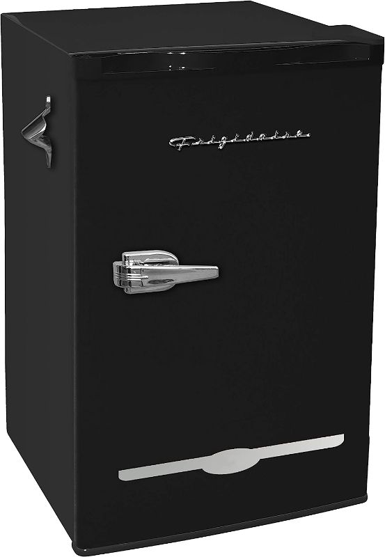 Photo 1 of *SMALL DENTS/SEE NOTES/MISSING HARDWARE** FRIGIDAIRE  3.1 Cu Ft Black Retro Bar Fridge with Side Bottle Opener (33" TALL x 18") BLACK
