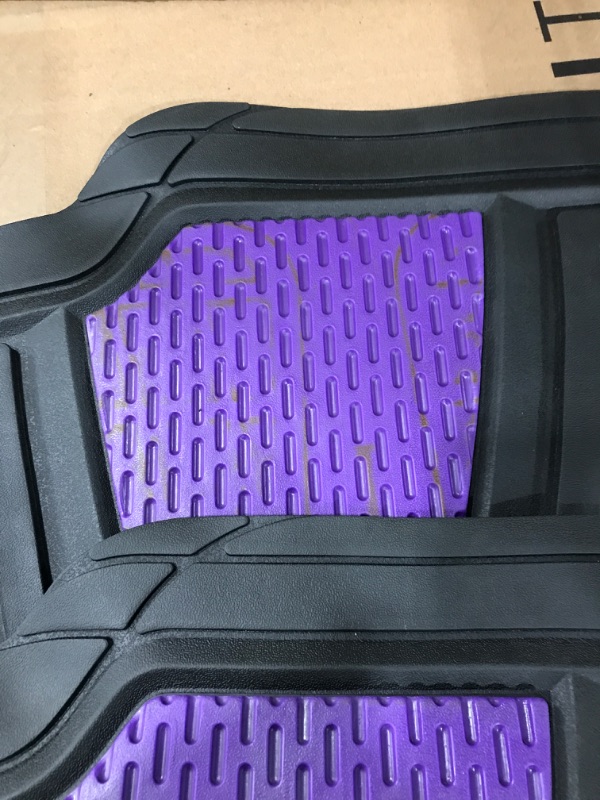 Photo 3 of Automotive Floor Mats Purple Universal Fit Heavy Duty Rubber fits Most Cars, SUVs, and Trucks, Full Set Trim to Fit FH Group F11311PURPLE