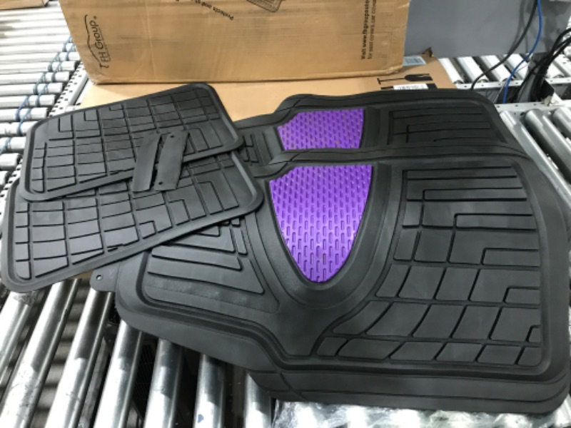 Photo 2 of Automotive Floor Mats Purple Universal Fit Heavy Duty Rubber fits Most Cars, SUVs, and Trucks, Full Set Trim to Fit FH Group F11311PURPLE