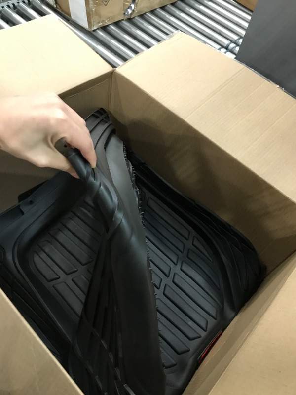 Photo 2 of Motor Trend -2 Piece Front Car Floor Mats- Black FlexTough Contour Liners-Deep Dish Heavy Duty Rubber Floor Mats for Car SUV Truck & Van-All Weather Protection, Universal Trim to Fit Black Front Set