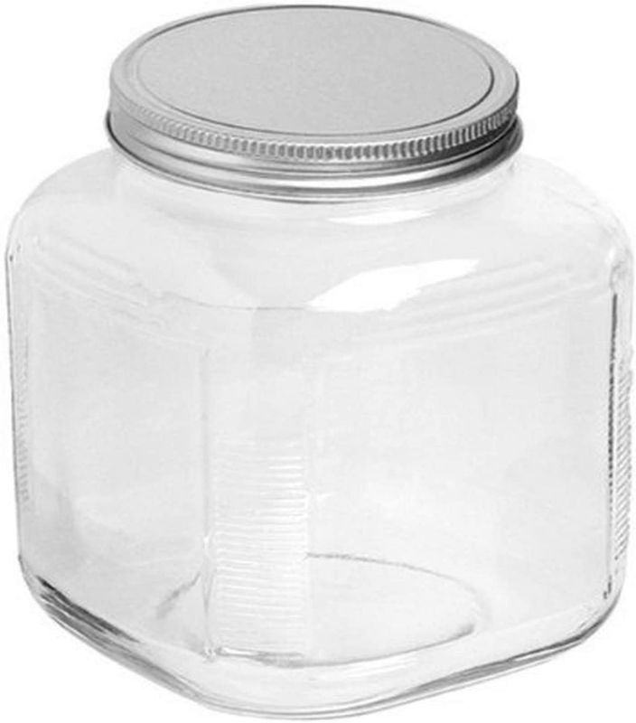 Photo 1 of Anchor Hocking 1-Gallon Cracker Jar with Lid, Brushed Aluminum, Set of 2
