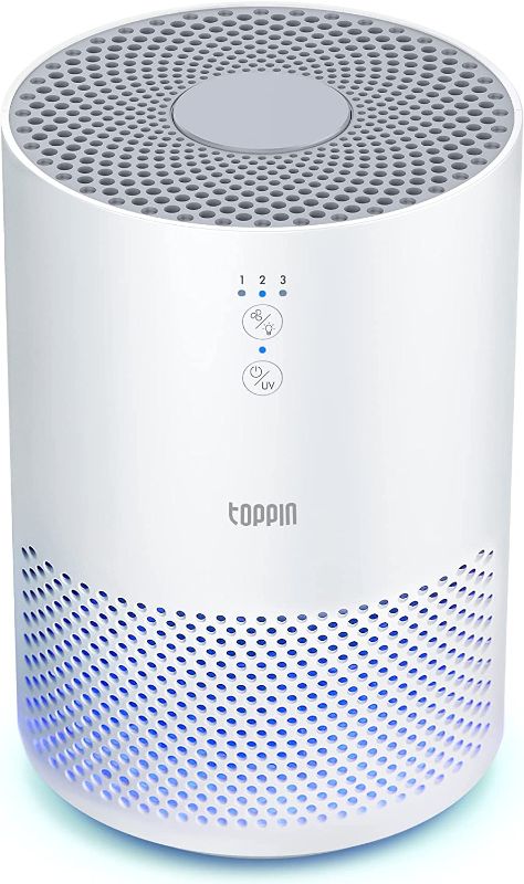 Photo 1 of TOPPIN HEPA Air Purifiers for Home Pets Hair-for Bedroom with UV Light, Air Purifier For Dust Odors Smoke Pollen Eliminate Dander Airborne Contaminants Air Cleaner For Office, TPAP002, White
