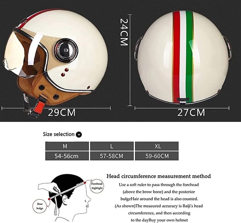 Photo 1 of Motorcycle Crash Helmets Motorbikes Open Face 3/4 Half Face Helmet Electric Safety Visor DOT Approved Street Bike Moped Scooter Men and Women (Color : K, Size : M/MEDIUM (54-56cm))
