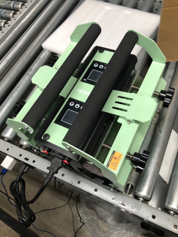 Photo 1 of ***TESTED POWERS ON*** EENOUR Tumbler Mug Heat Press Double Station for 11oz-30oz Sublimation Straight Skinny Tumbler, Glass & Water Bottles - 2 in 1 Mug Press Machine with 2 LCD Panels for Temp&Timer Control - Green Green - Double Station