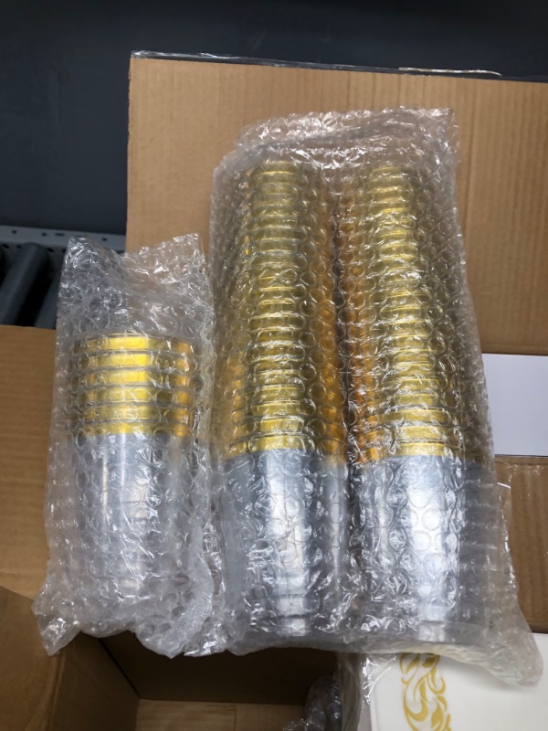 Photo 1 of 700 Piece Gold Dinnerware Set-200 Plastic Plates- 300 Gold Plastic Silverware-100 Gold Plastic Cups-100 Disposable Hand Towel- Disposable Gold Dinnerware Set for Halloween, Christmas, Thanksgiving