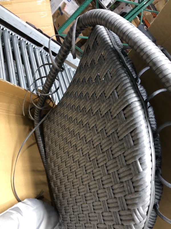 Photo 3 of **hardware incomplete**
Brafab Wicker Rattan Hammock Egg Swing Chair with Hanging Chain, Aluminum Frame and UV Resistant Cushion, Indoor Outdoor Bedroom Patio Porch Foldable Camping Hammock Chair Swing Chair 350LBS Capacity Light Grey 01 Without Stand