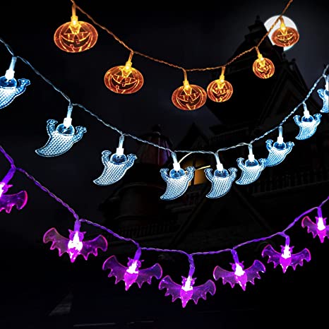 Photo 1 of 1001 LIGHTSUPPLY LIMITED Halloween String Lights 30 LED Pumpkin Lights Spooky Holiday Lights for Outdoor Decor10 Ghost Skeleton String Lights Ideal for Halloween Party Decor
