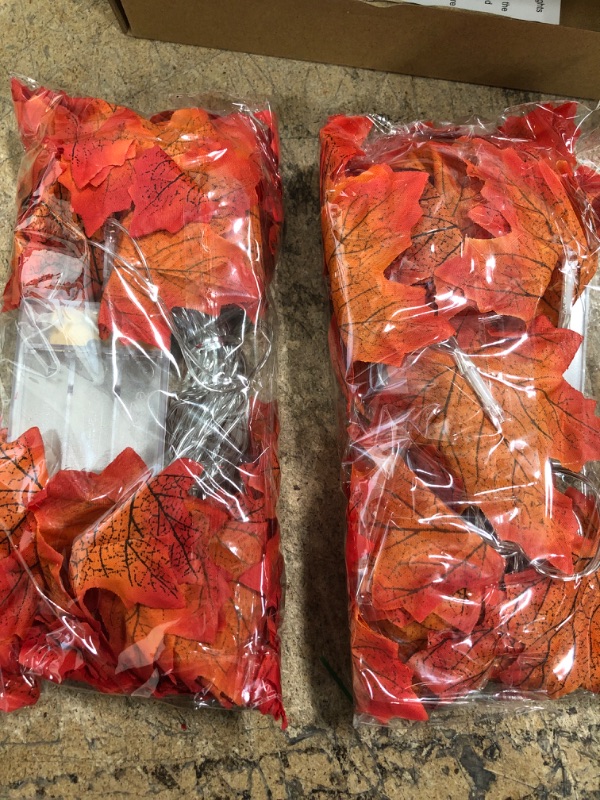 Photo 2 of *** 2 QTY PACKS *** UNABLE TO TEST *** [Timer] Thanksgivings Garland Decorations 40LED 16.4FT Enlarged Maple Leaves String Lights Battery Operated Waterproof Fall Lights Autumns Harvest Halloween Decor for Home Indoor Mantel Outdoor