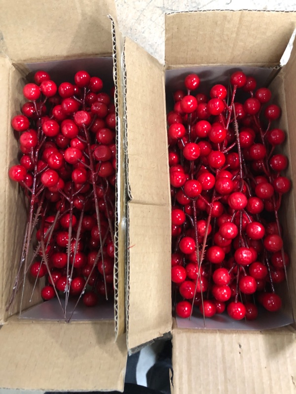 Photo 2 of *** 2 QTY PACKS *** TURNMEON 25 Pack 8.3" Berry Stems Christmas Decorations, Artificial Christmas Picks Branches Sticks Twigs for Christmas Tree Filler Ornaments DIY Crafts Vase Holiday Home Xmas Decor (Red)