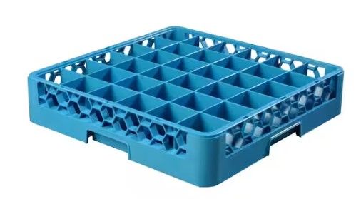 Photo 1 of ****STOCK PHOTO FOR REFERENCE ONLY*** CFS 36 Compartment Full Size OptiClean Glass Rack [Set of 1 ] CFS Blue, 7.12 Carlisle Blue 7.12" 36 Compartment Glass Rack w/ 2 Extenders