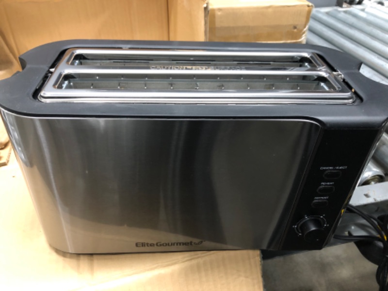 Photo 2 of ***FOR PRTS ONLY DOES NOT TURN ON** Elite Gourmet ECT-3100## Long Slot 4 Slice Toaster, Reheat, 6 Toast Settings, Defrost, Cancel Functions, Built-in Warming Rack, Extra Wide Slots for Bagels Waffles, Stainless Steel & Black
