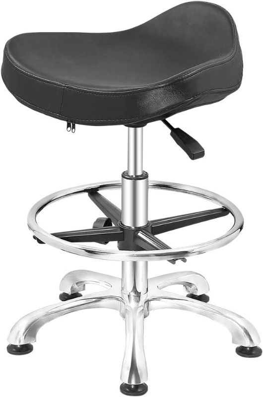 Photo 1 of Grace&Grace Height Adjustable Rolling Swivel Stool Chair with Ergonomic Seat and Comfortable Footrest Heavy Duty Metal Base for Salon,Shop, Kitchen