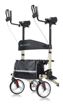 Photo 1 of ELENKER Upright Rollator Walker, Tall Folding Rollator Walker with 10” Front Wheels for Seniors and Adults Champagne Gold
