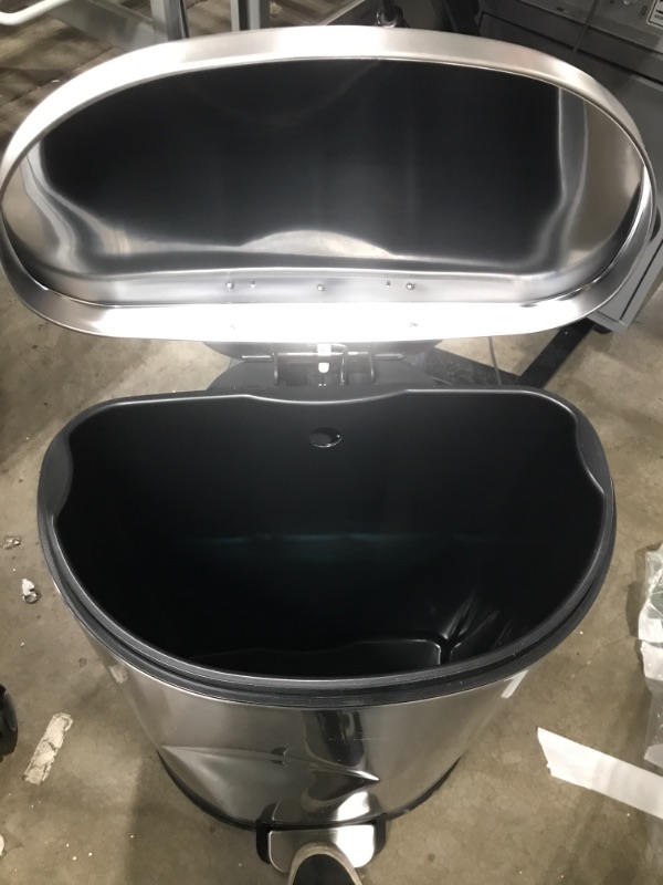 Photo 3 of *Dented-See Photos* QUALIAZERO 50L/13Gal Heavy Duty Hands-Free Stainless Steel Commercial/Kitchen Step Trash Can, Fingerprint-Resistant Soft Close Lid Trashcan, 50L / 13 GAL