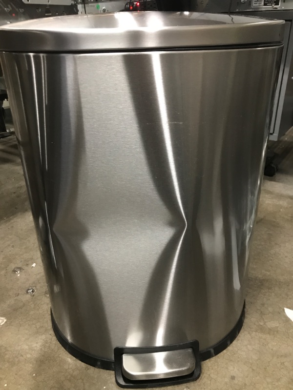 Photo 2 of *Dented-See Photos* QUALIAZERO 50L/13Gal Heavy Duty Hands-Free Stainless Steel Commercial/Kitchen Step Trash Can, Fingerprint-Resistant Soft Close Lid Trashcan, 50L / 13 GAL