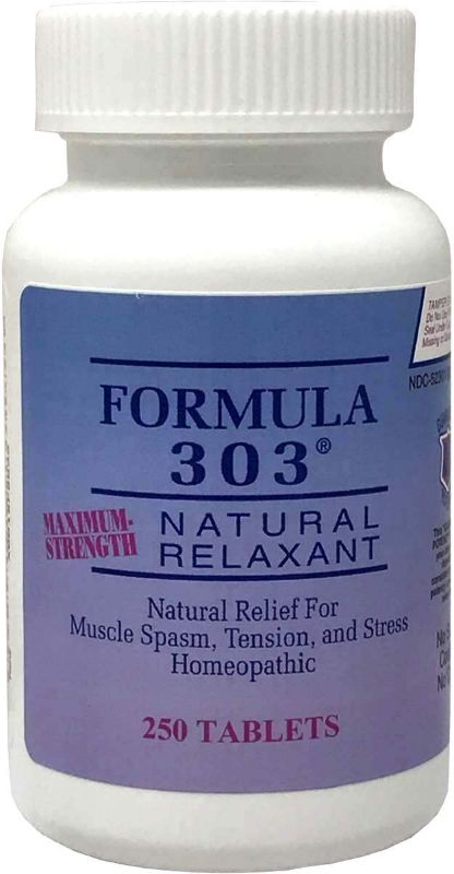 Photo 1 of Dee Cee Labs Formula 303 Maximum Strength All-Natural Relaxant Tablets, 250 Tablets; All-Natural Relaxant containing Magnesium for Sore Muscles, Passion Flower, and Valerian Root
