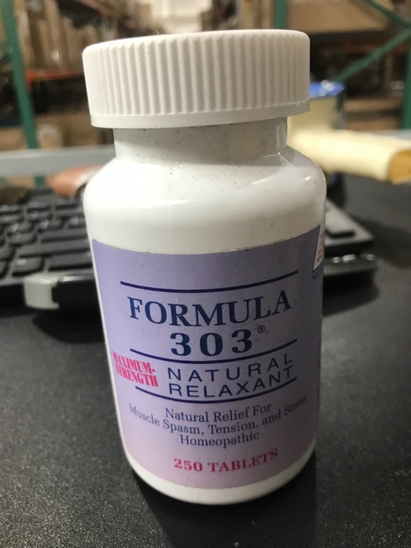 Photo 1 of Dee Cee Labs Formula 303 Maximum Strength All-Natural Relaxant Tablets, 250 Tablets; All-Natural Relaxant containing Magnesium for Sore Muscles, Passion Flower, and Valerian Root
