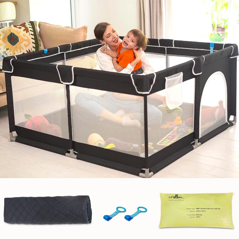 Photo 1 of Baby Playpen with Mat, Letfonmo Play Pens for Babies and Toddlers, Baby Play Yards No Gaps, Playpen with Gate, Indoor & Outdoor Kids Activity Center, Safety Baby Fence Play Area for Apartment
