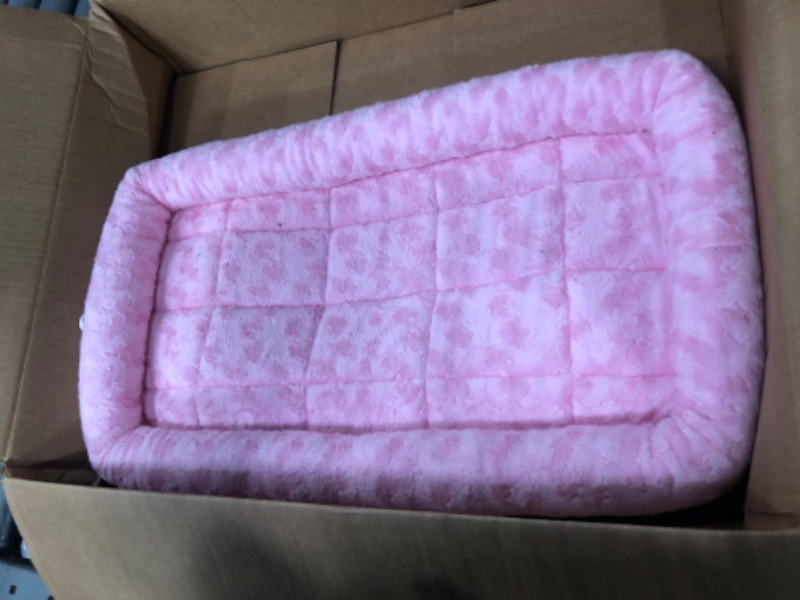 Photo 2 of 22L-Inch Pink Dog Bed or Cat Bed w/ Comfortable Bolster | Ideal for XS Dog Breeds & Fits a 22-Inch Dog Crate | Easy Maintenance Machine Wash & Dry | 1-Year Warranty
