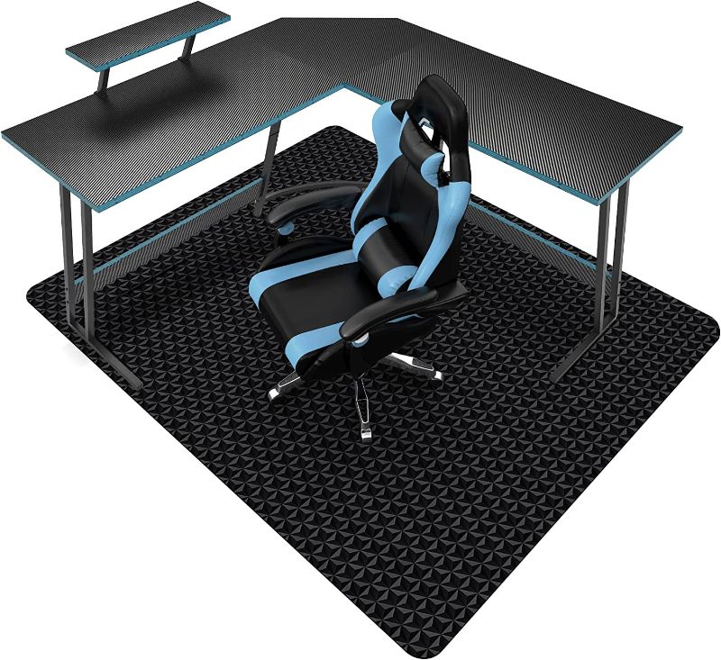 Photo 1 of SALLOUS Chair Mat for Hard Floor, 63" x 51" Vinyl Gaming Chair Mat for Hard Surface, Multi-Purpose Hard Floor Protector Desk Chair Mat for Home Office, Not for Carpet (Black)
