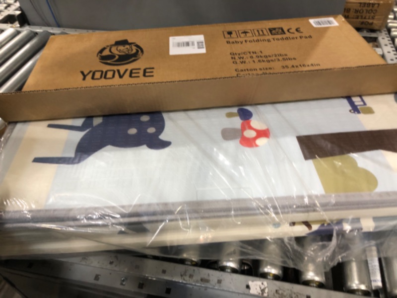 Photo 2 of YOOVEE Foldable Baby Play Mat for Crawling, Extra Large Play Mat for Baby, Waterproof Non Toxic Anti-Slip Reversible Foam Playmat for Baby Toddlers Kids, 79" x 71" x 0.4" Deer