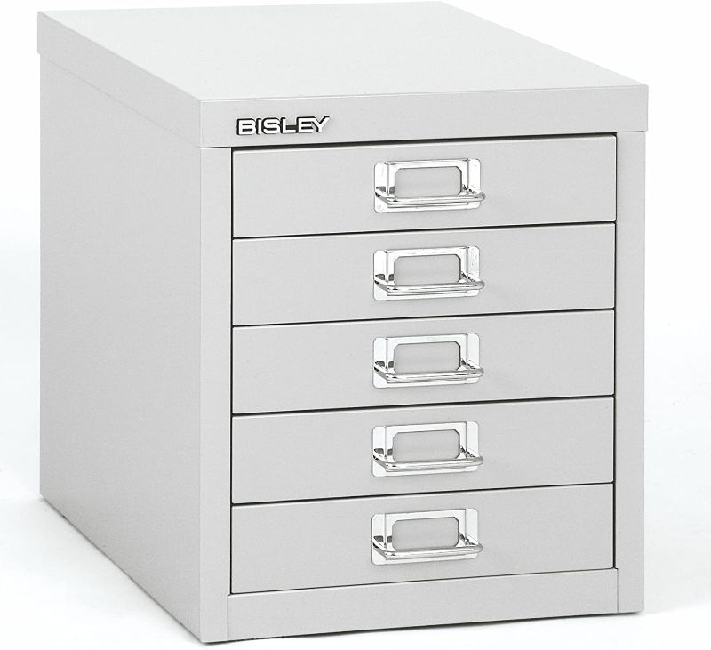 Photo 1 of Bisley 5 Drawer Steel Desktop Multidrawer Storage Cabinet, Black (MD5-BK) 5 Drawer 