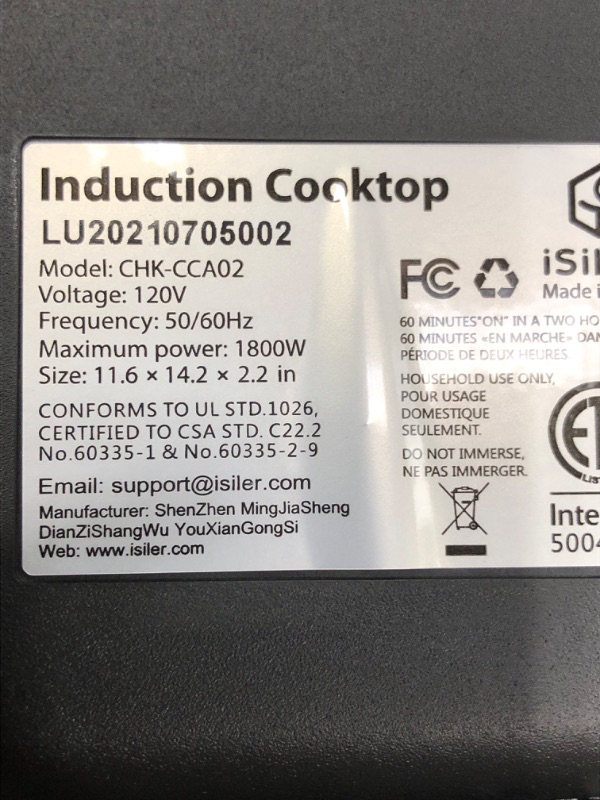 Photo 2 of *** POWERS ON *** Portable Induction Cooktop, iSiLER 1800W Sensor Touch Electric Induction Cooker Cooktop with Kids Safety Lock, 18 Power 17 Temperature Setting Countertop Burner with Timer