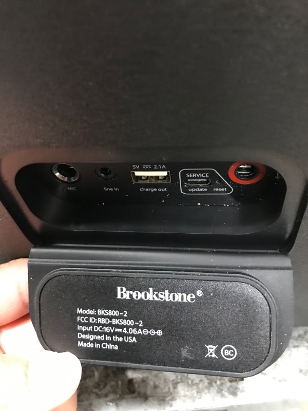 Photo 4 of *UNABLE TO CONNECT TO BLUETOOTH* Brookstone Big Blue Go 60 Watt Wireless Indoor Outdoor Portable Speaker, Built in Qi Charging Pad, LED Light Show, Bluetooth 5.0, IPX5 Water Resistant, Tap to Link Multiple Speakers, Karaoke Mic Input