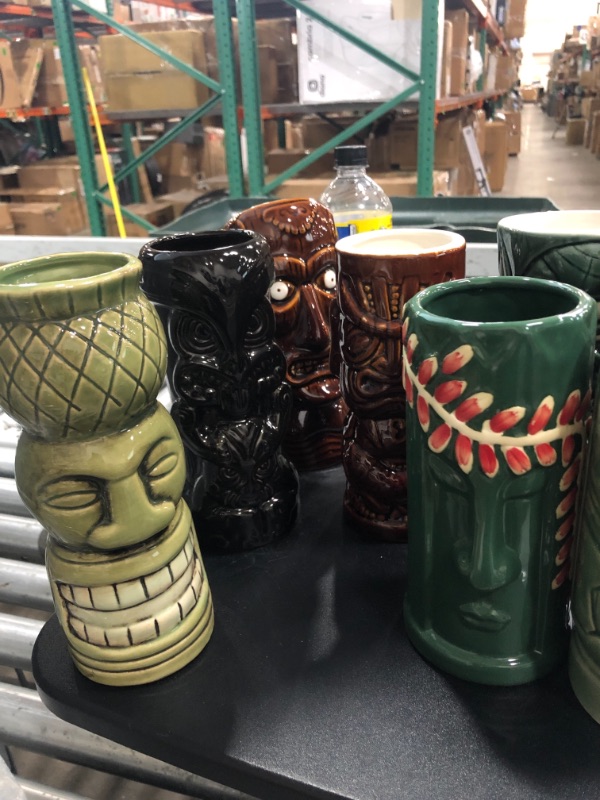 Photo 2 of *11 mugs* Tiki Mugs Set of 12, Ceramic Tiki Mugs for Hawaiian Party,Creative Tiki Mug Set Tiki Bar Mugs for Cocktails Glasses, Tiki Drinking Bar Decorations Premium Tropical Cups Drinks for Exotic Party 12PCS