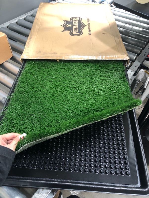 Photo 2 of Artificial Grass Puppy Pee Pad for Dogs and Small Pets - 20x25 Reusable 3-Layer Training Potty Pad with Tray - Dog Housebreaking Supplies by PETMAKER