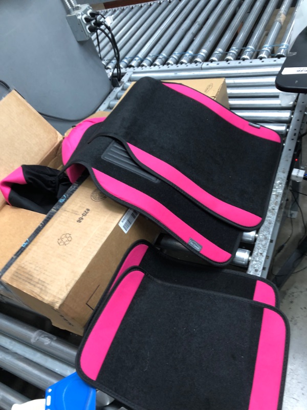 Photo 2 of FH Group Car Seat Covers Combo Full Set with Carpet Floor mats Steering Wheel Cover and Seat Belt Pads- Universal Fit for Cars Trucks and SUVs (Pink)