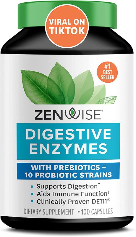 Photo 1 of **EXP DATE 07/2024** Zenwise Probiotic Digestive Multi Enzymes, Probiotics for Digestive Health, Bloating Relief for Women and Men, Enzymes for Digestion with Prebiotics and Probiotics for Gut Health - 100 Count 
